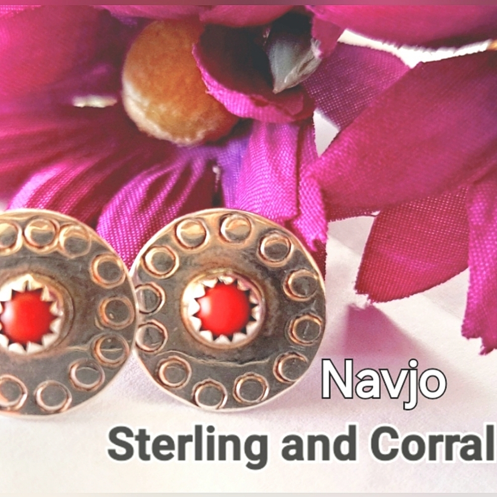 Coral and Sterling earrings